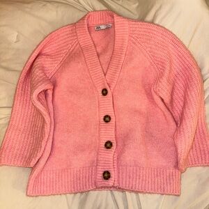 Zara Oversized Pink Cardigan